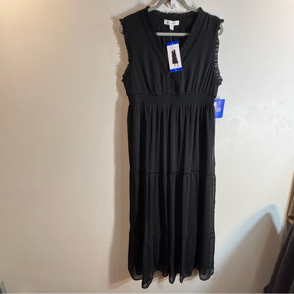 CHRISTINA B Sz L Maxi Dress Tiered Ruffled Sheer Lined Elastic Waist NEW W/ TAG - Picture 2 of 15